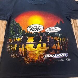 Vtg 1996 Bud Light I Love You Man Fishing Single Stitch Tee T Shirt Large L Beer